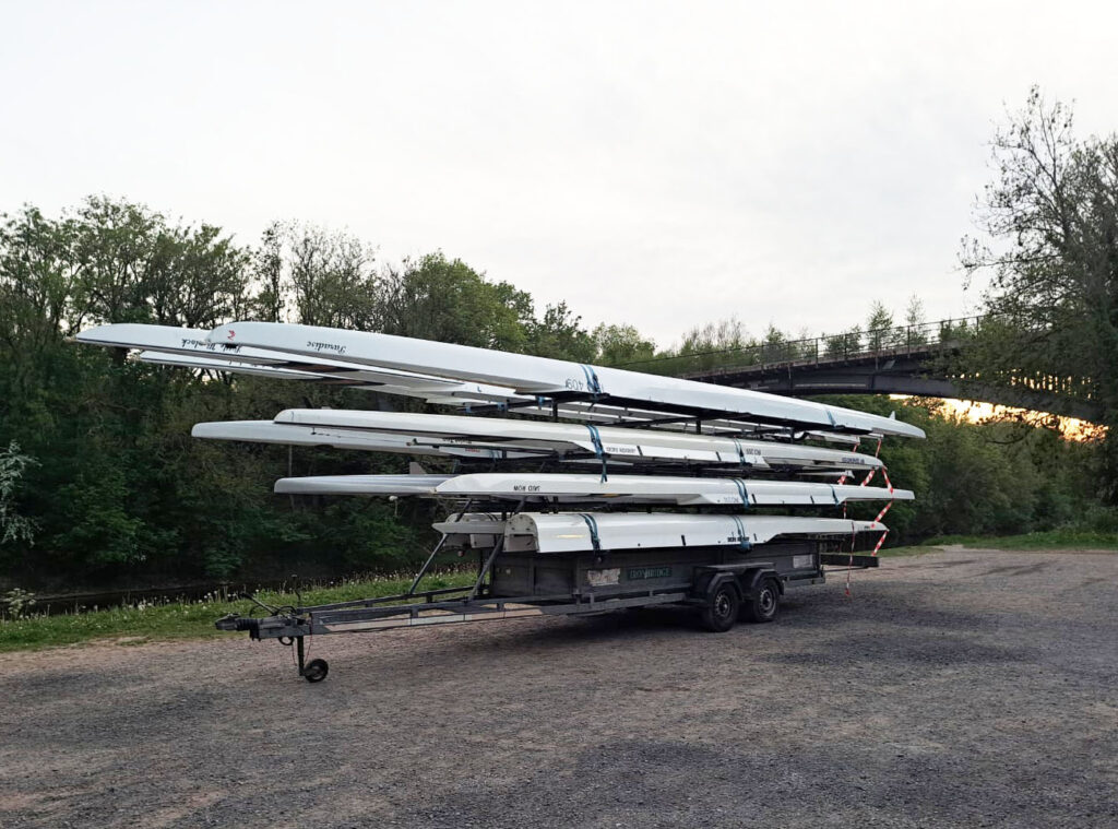Boats loaded and ready to race at Shrewsbury Regatta and Sprint